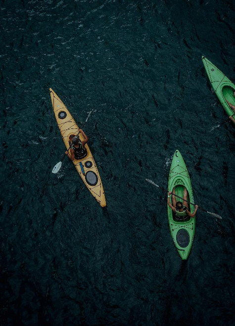 A group of people kayaking together